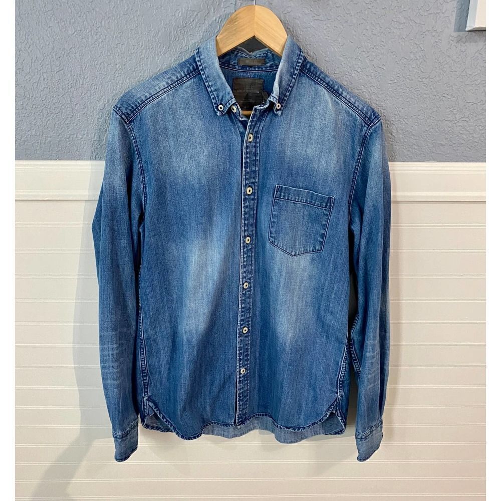 H&M LOGG Medium Wash Faded Button Down Jean Jacket Women's Size Medium